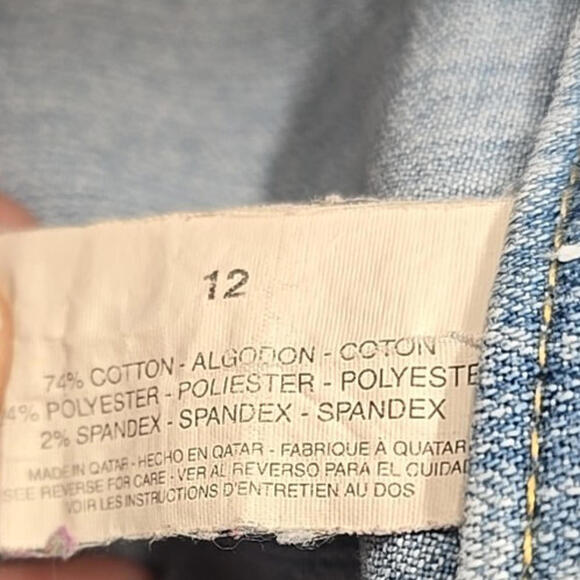 A Line Jeans Red Tag Light Wash Retro Denim 5 pocket Zip Fly Mini Y2K 12 Skort - Picture 12 of 12